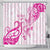 Breast Cancer Awareness Shower Curtain Ribbon Polynesian Pattern White Version