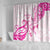 Breast Cancer Awareness Shower Curtain Ribbon Polynesian Pattern White Version