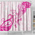 Breast Cancer Awareness Shower Curtain Ribbon Polynesian Pattern White Version