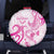 Breast Cancer Awareness Spare Tire Cover Ribbon Polynesian Pattern White Version