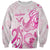 Personalised Breast Cancer Awareness Sweatshirt Ribbon Polynesian Pattern White Version