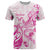 Personalised Breast Cancer Awareness T Shirt Ribbon Polynesian Pattern White Version