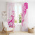 Breast Cancer Awareness Window Curtain Ribbon Polynesian Pattern White Version