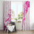 Breast Cancer Awareness Window Curtain Ribbon Polynesian Pattern White Version