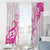 Breast Cancer Awareness Window Curtain Ribbon Polynesian Pattern White Version