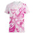 Personalised Breast Cancer Awareness Women V-Neck T-Shirt Ribbon Polynesian Pattern White Version