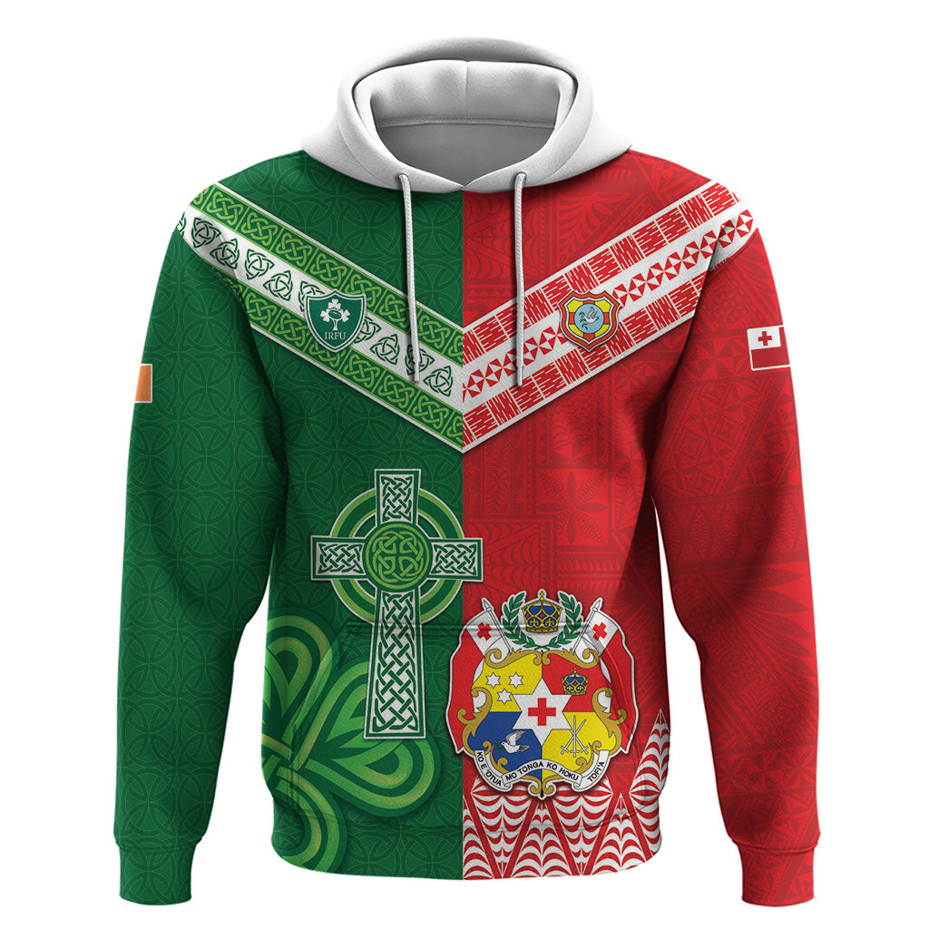 Tonga Ireland Rugby Custom Hoodie Ikale Tahi With Shamrocks Together