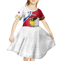 Personalized Philippines Kid Short Sleeve Dress The Eight-Rayed Sun Bald Eagle Polynesian Pattern LT05 - Polynesian Pride