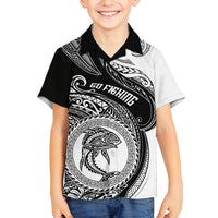 Go Fishing Family Matching Long Sleeve Bodycon Dress and Hawaiian Shirt Polynesian Pattern LT05 Son's Shirt Black - Polynesian Pride