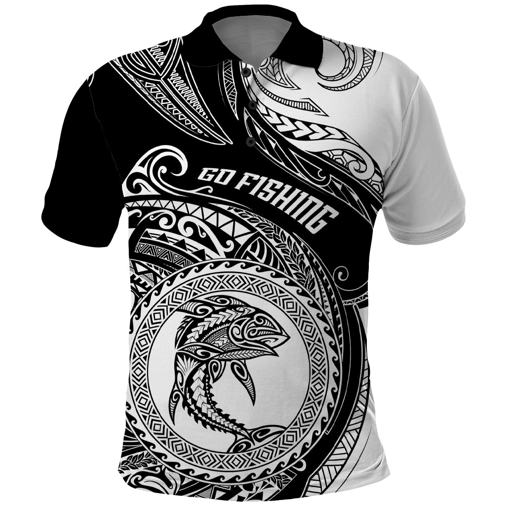 Go Fishing Polo Shirt Polynesian Pattern LT05 Black - Polynesian Pride