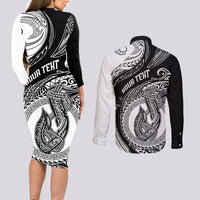 personalized-go-fishing-couples-matching-long-sleeve-bodycon-dress-and-long-sleeve-button-shirts-polynesian-pattern
