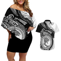 personalized-go-fishing-couples-matching-off-shoulder-short-dress-and-hawaiian-shirt-polynesian-pattern