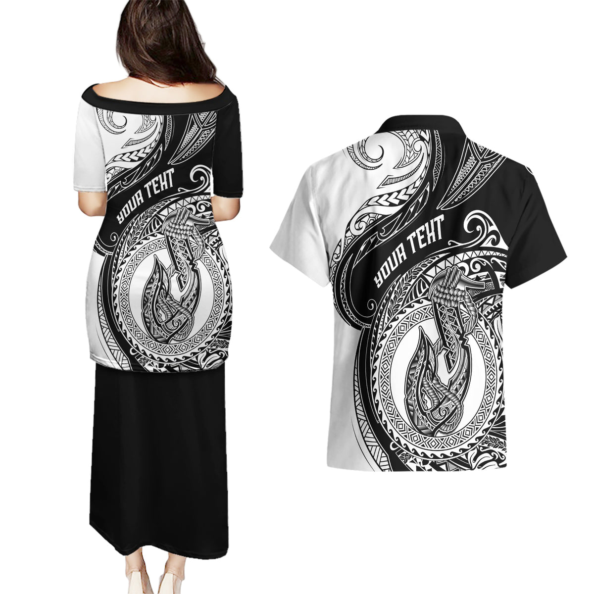 personalized-go-fishing-couples-matching-puletasi-dress-and-hawaiian-shirt-polynesian-pattern