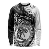 Personalized Go Fishing Long Sleeve Shirt Polynesian Pattern LT05 Unisex Black - Polynesian Pride