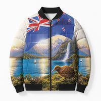 New Zealand Flag Bomber Puffer Jacket Scenic Nature LT05 Unisex Multicolor - Polynesian Pride