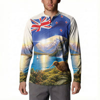 New Zealand Flag Button Sweatshirt Scenic Nature LT05 - Polynesian Pride