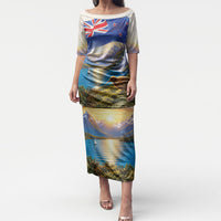New Zealand Flag Puletasi Scenic Nature LT05 Long Dress Multicolor - Polynesian Pride