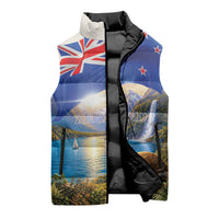 New Zealand Flag Sleeveless Puffer Jacket Scenic Nature LT05 - Polynesian Pride