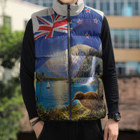 New Zealand Flag Sleeveless Puffer Jacket Scenic Nature LT05 - Polynesian Pride