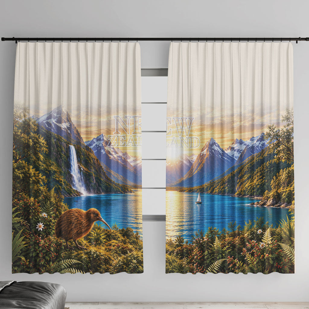 New Zealand Flag Window Curtain Scenic Nature LT05 With Hooks Multicolor - Polynesian Pride