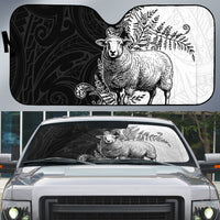 New Zealand Aotearoa Hipi Auto Sun Shade Maori Pattern LT05 Black - Polynesian Pride