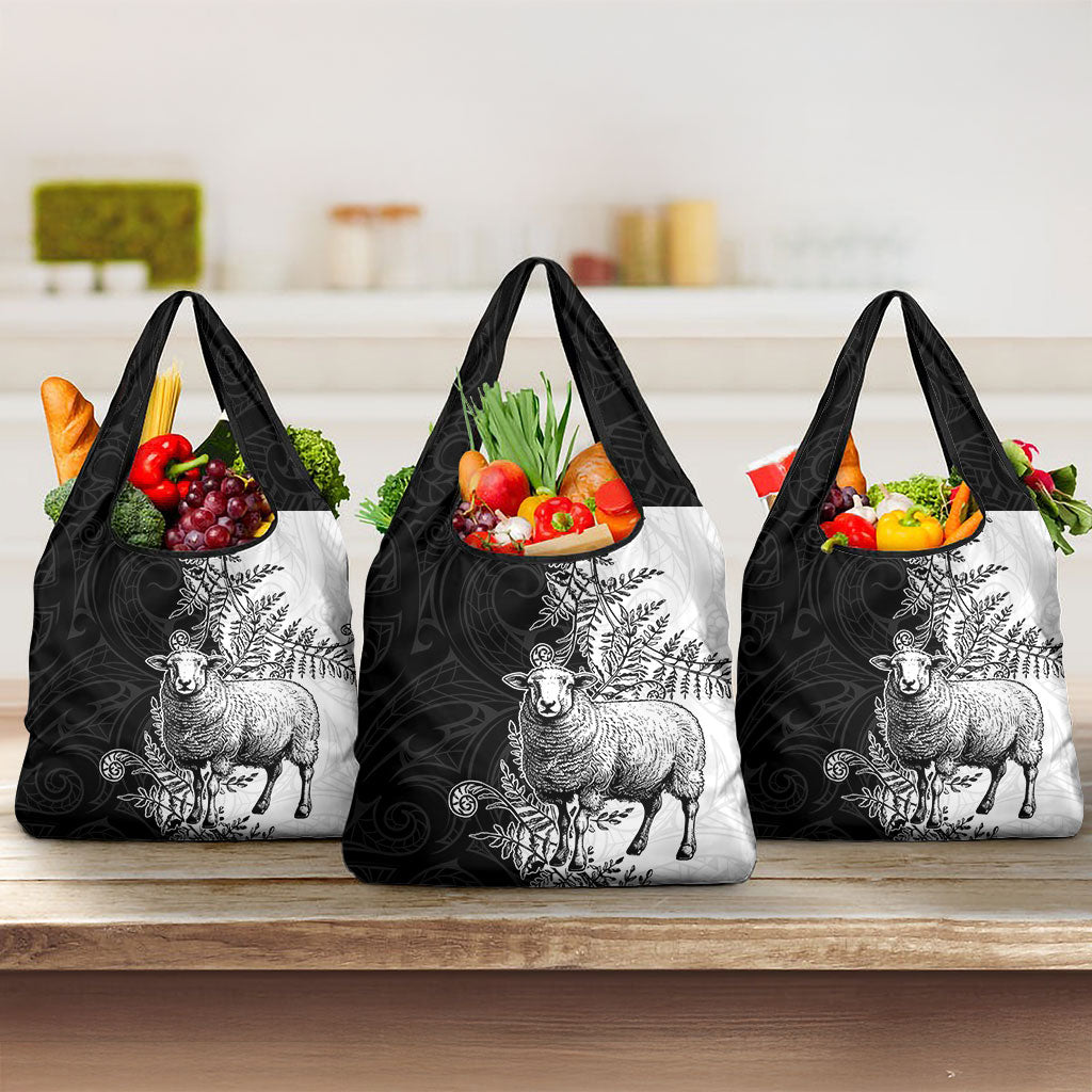 New Zealand Aotearoa Hipi Grocery Bag Maori Pattern LT05 3-pack One Size Black - Polynesian Pride