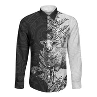 New Zealand Aotearoa Hipi Long Sleeve Button Shirt Maori Pattern LT05 Unisex Black - Polynesian Pride