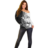 New Zealand Aotearoa Hipi Off Shoulder Sweater Maori Pattern LT05 - Polynesian Pride