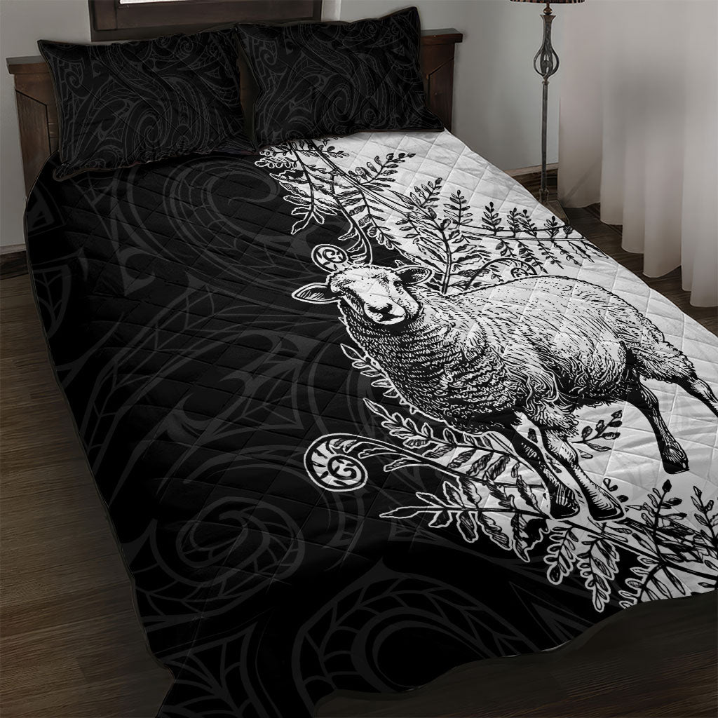 New Zealand Aotearoa Hipi Quilt Bed Set Maori Pattern LT05 Black - Polynesian Pride
