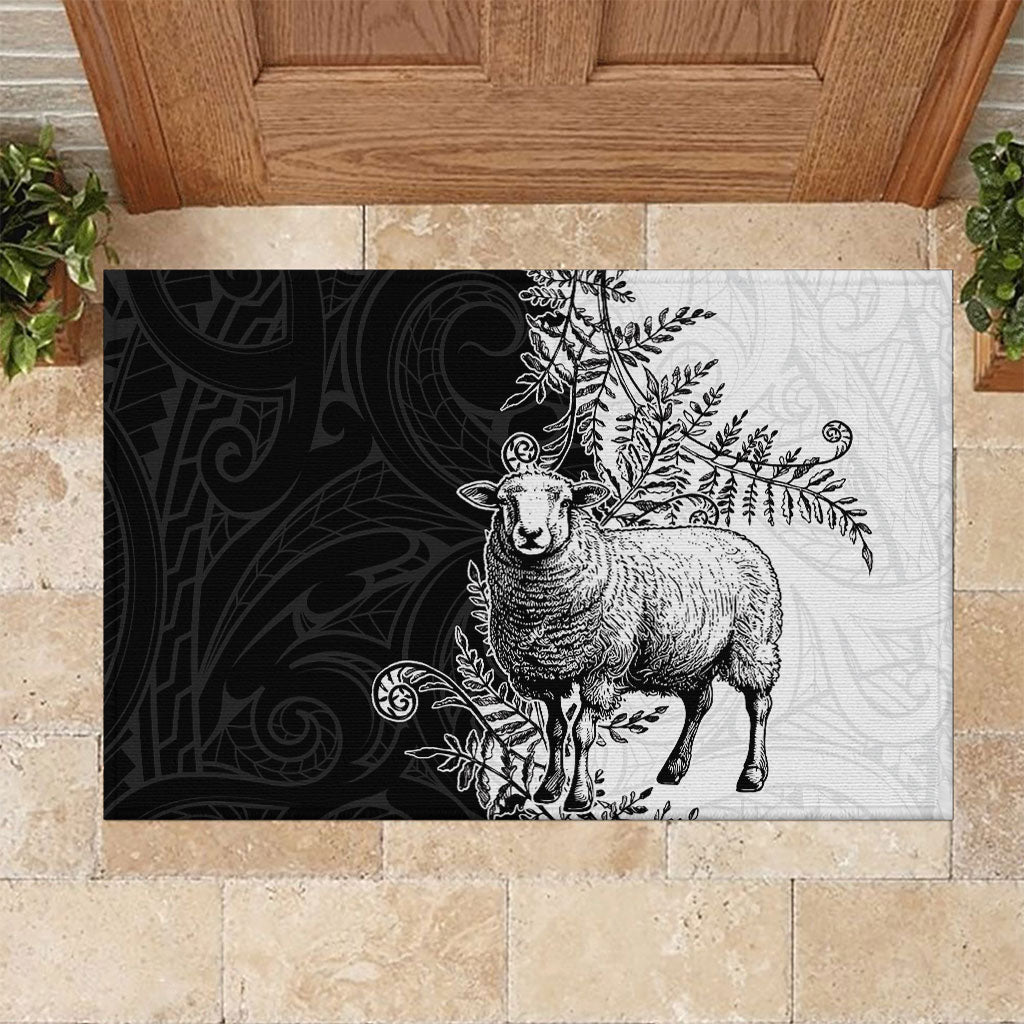 New Zealand Aotearoa Hipi Rubber Doormat Maori Pattern LT05 Black - Polynesian Pride