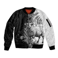 New Zealand Aotearoa Hipi Sleeve Zip Bomber Jacket Maori Pattern LT05 Unisex Black - Polynesian Pride