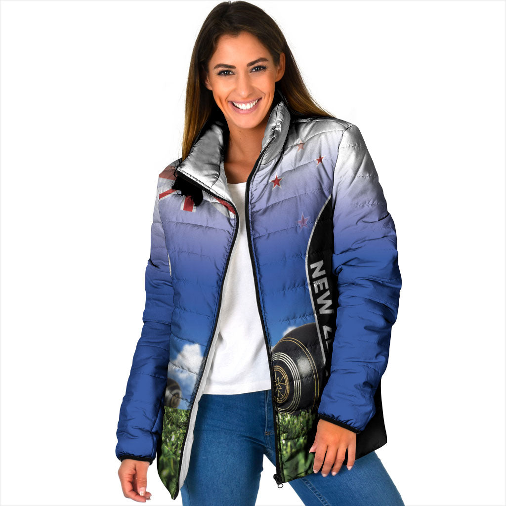 Custom New Zealand Lawn Bowls Padded Jacket Unique Style LT05 Women Multicolor - Polynesian Pride