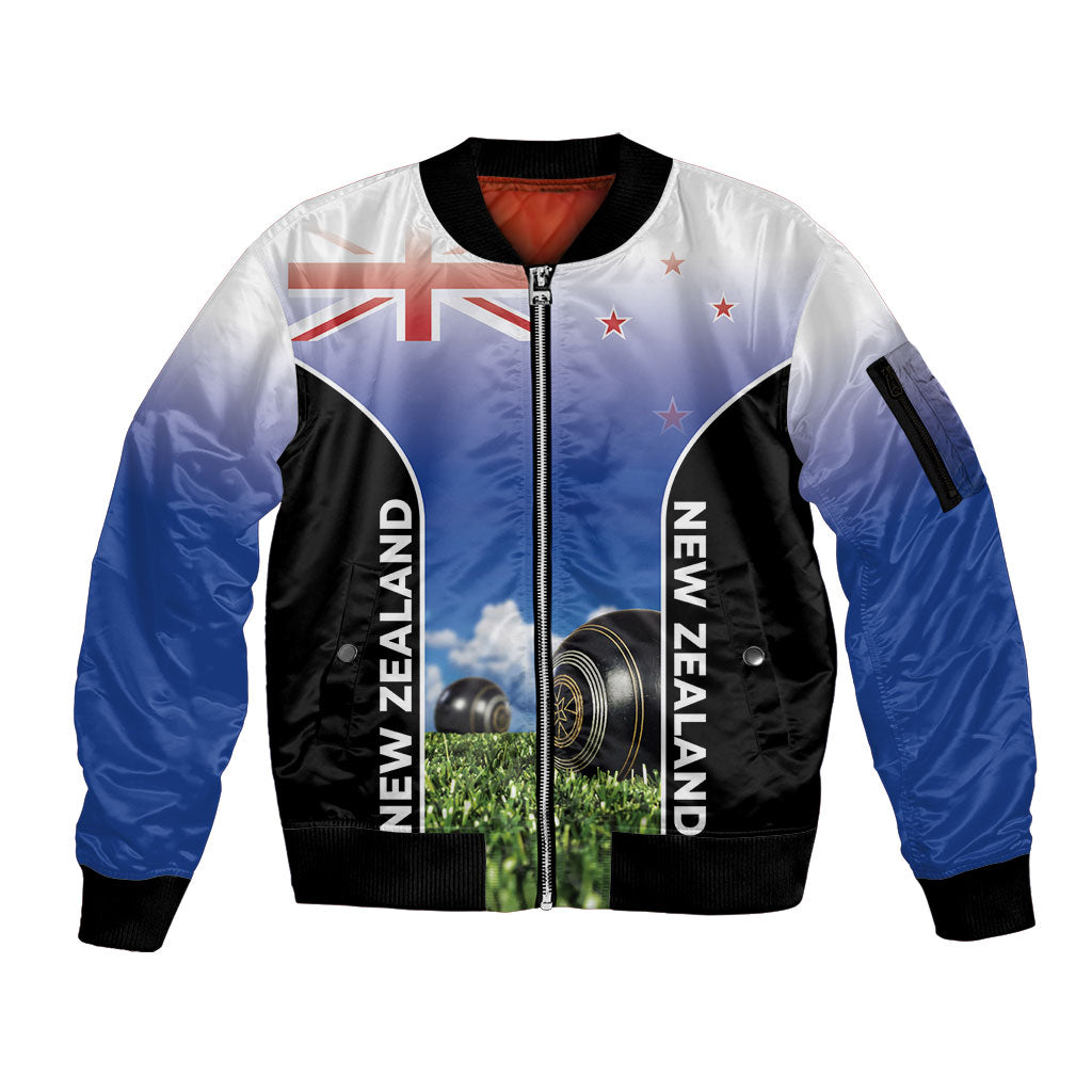 Custom New Zealand Lawn Bowls Sleeve Zip Bomber Jacket Unique Style LT05 Unisex Multicolor - Polynesian Pride