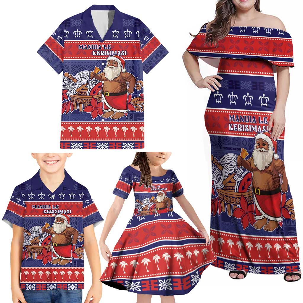 Samoa Christmas Family Matching Off Shoulder Maxi Dress and Hawaiian Shirt Samoan Santa Claus Manuia Le Kerisimasi