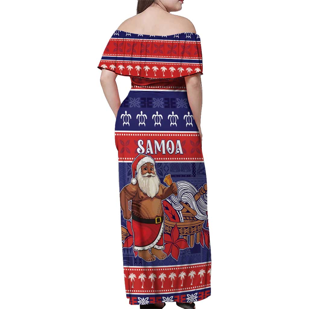 Samoa Christmas Family Matching Off Shoulder Maxi Dress and Hawaiian Shirt Samoan Santa Claus Manuia Le Kerisimasi