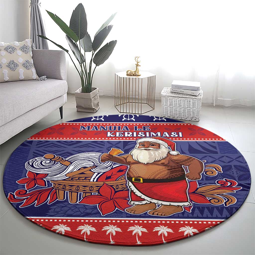 Samoa Christmas Round Carpet Samoan Santa Claus Manuia Le Kerisimasi