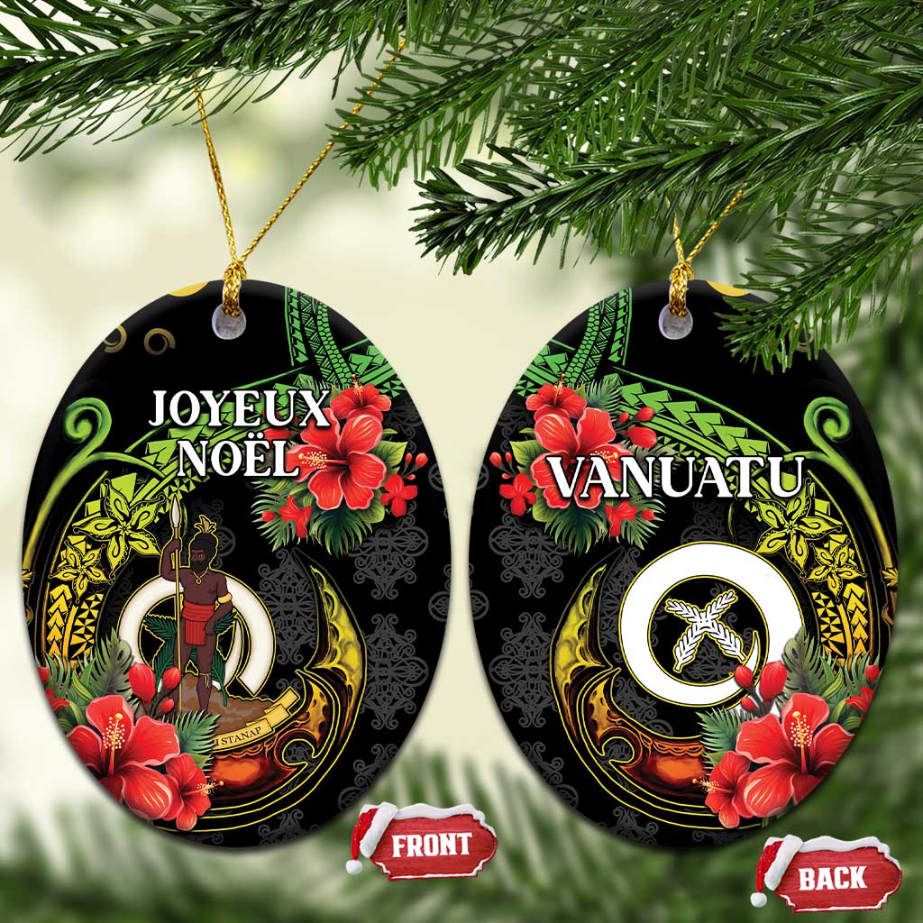 Love Vanuatu Christmas Ceramic Ornament God Yumi Polynesian Tribal Pattern LT05 Oval Black - Polynesian Pride