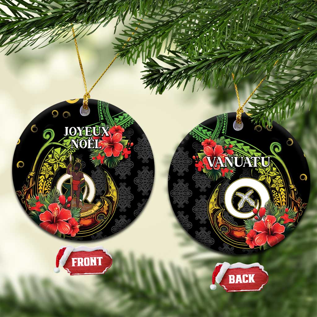 Love Vanuatu Christmas Ceramic Ornament God Yumi Polynesian Tribal Pattern LT05 Circle Black - Polynesian Pride