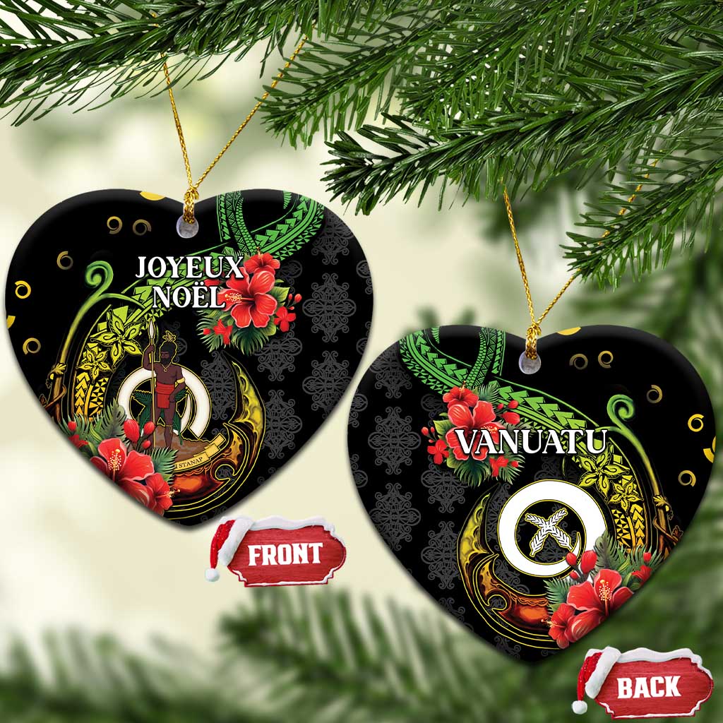 Love Vanuatu Christmas Ceramic Ornament God Yumi Polynesian Tribal Pattern LT05 Heart Black - Polynesian Pride