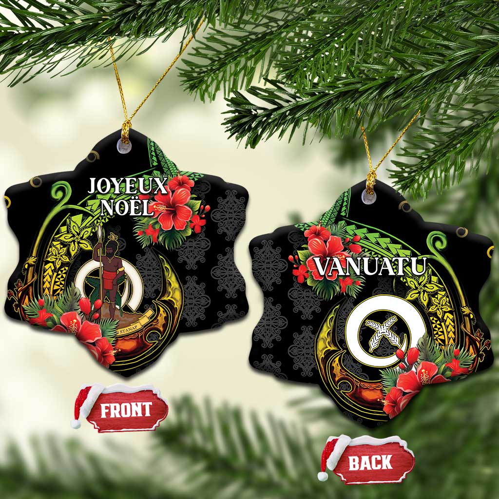 Love Vanuatu Christmas Ceramic Ornament God Yumi Polynesian Tribal Pattern LT05 Snow Flake Black - Polynesian Pride