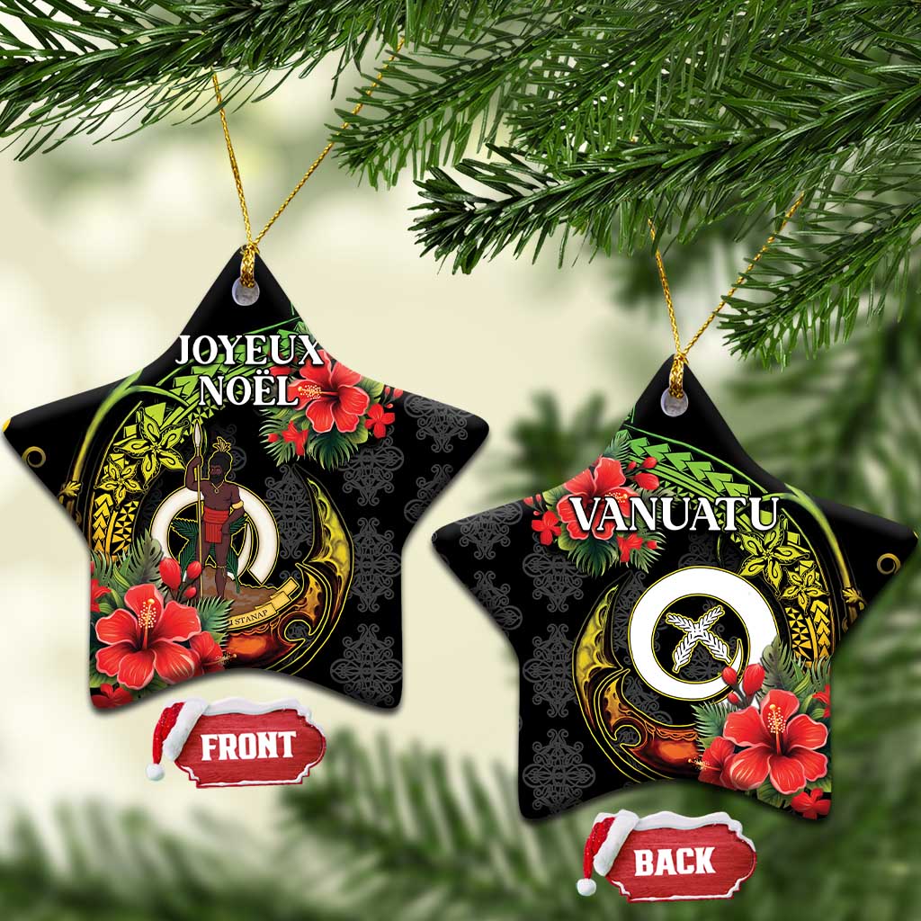 Love Vanuatu Christmas Ceramic Ornament God Yumi Polynesian Tribal Pattern LT05 Star Black - Polynesian Pride