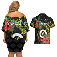 Love Vanuatu Christmas Couples Matching Off Shoulder Short Dress and Hawaiian Shirt God Yumi Polynesian Tribal Pattern LT05 - Polynesian Pride