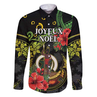 Love Vanuatu Christmas Family Matching Off Shoulder Short Dress and Hawaiian Shirt God Yumi Polynesian Tribal Pattern LT05 Dad's Shirt - Long Sleeve Black - Polynesian Pride