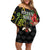 Love Vanuatu Christmas Off Shoulder Short Dress God Yumi Polynesian Tribal Pattern