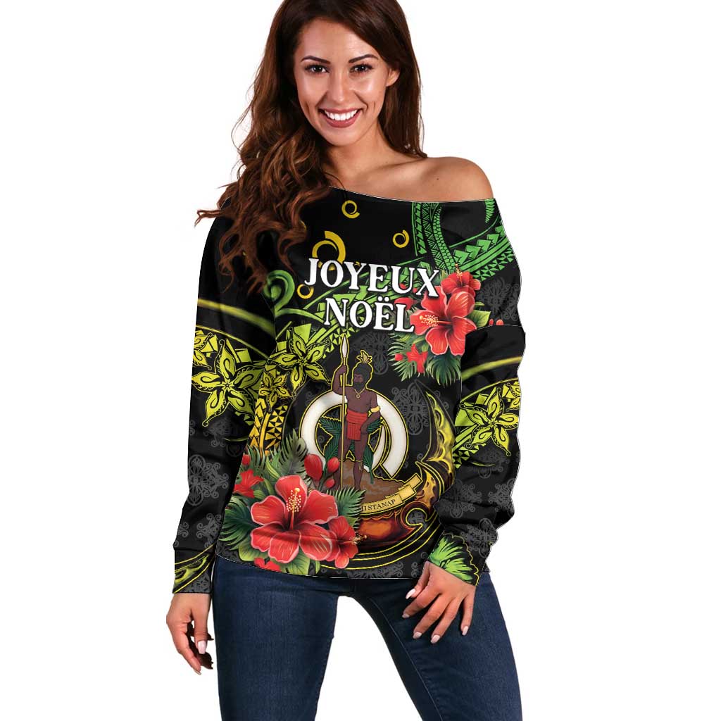 Love Vanuatu Christmas Off Shoulder Sweater God Yumi Polynesian Tribal Pattern