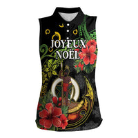Love Vanuatu Christmas Women Sleeveless Polo Shirt God Yumi Polynesian Tribal Pattern LT05 Female Black - Polynesian Pride
