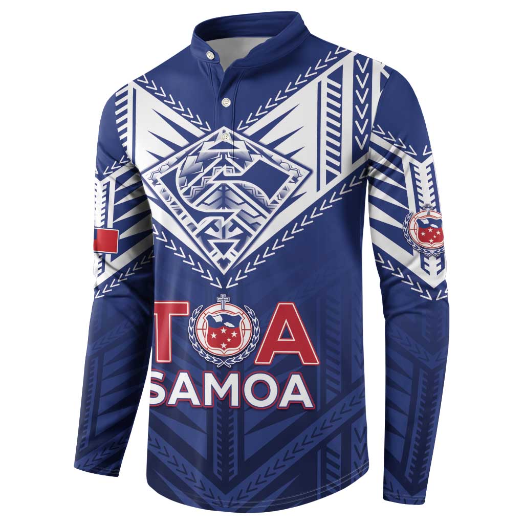 Super Toa Samoa Rugby Custom Button Sweatshirt Warrior Spirit LT05