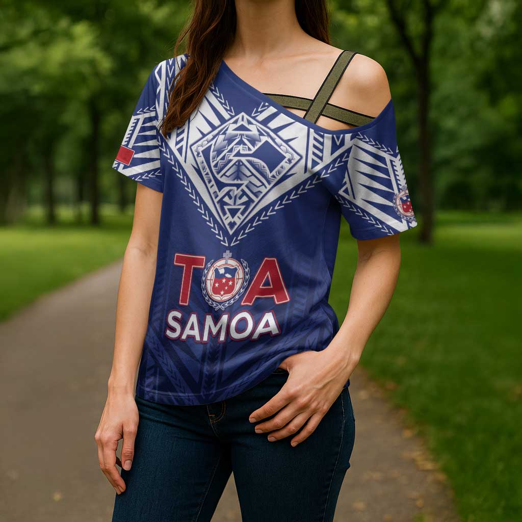 Super Toa Samoa Rugby Custom Cross Shoulder Shirt Warrior Spirit LT05