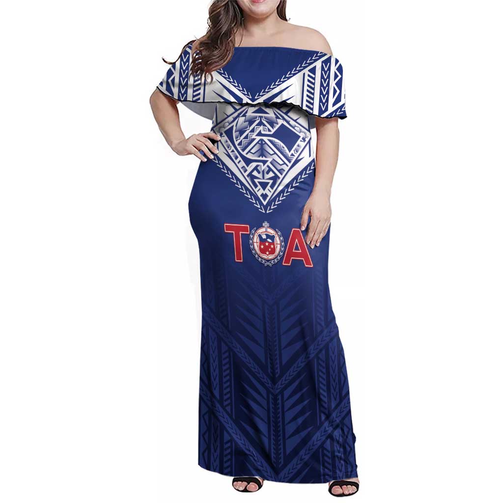 Super Toa Samoa Rugby Custom Family Matching Off Shoulder Maxi Dress and Hawaiian Shirt Warrior Spirit LT05