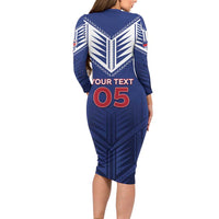 Super Toa Samoa Rugby Custom Long Sleeve Bodycon Dress Warrior Spirit LT05